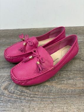 Isaac Mizrahi Live! Pink Leather Tassel Loafers Driving Moccasins Size 6W